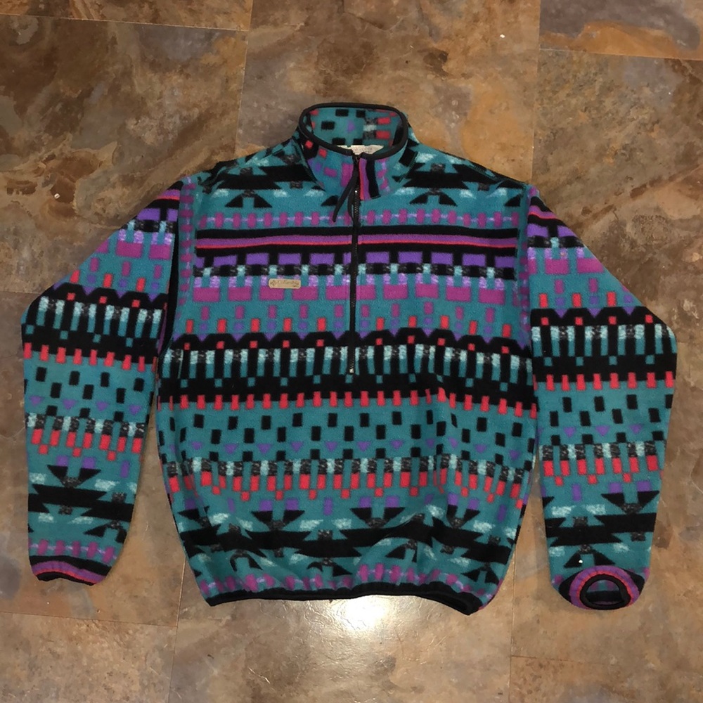 M Columbia aztec fleece half zip